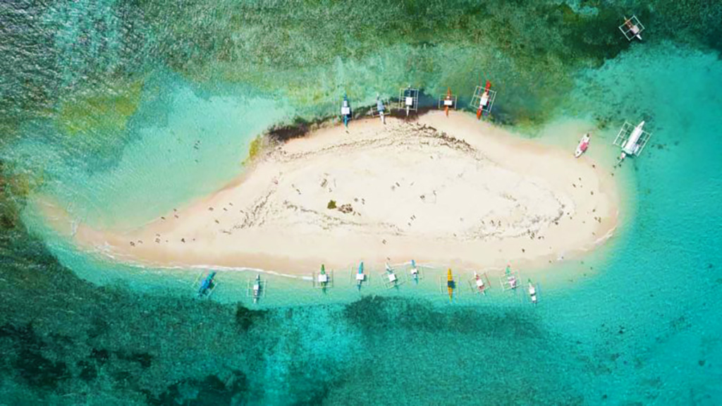 Aerial view of Naked Island. tourist Spots in Mindanao