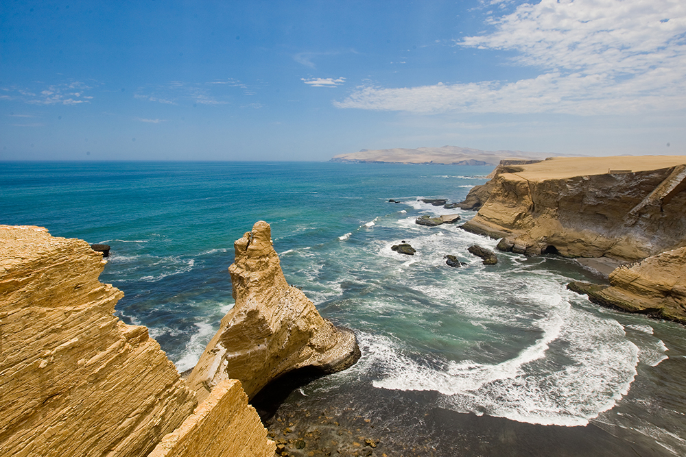 New view of La Catedral after earthquake in Paracas Bay. Top Tourist Attractions in Peru