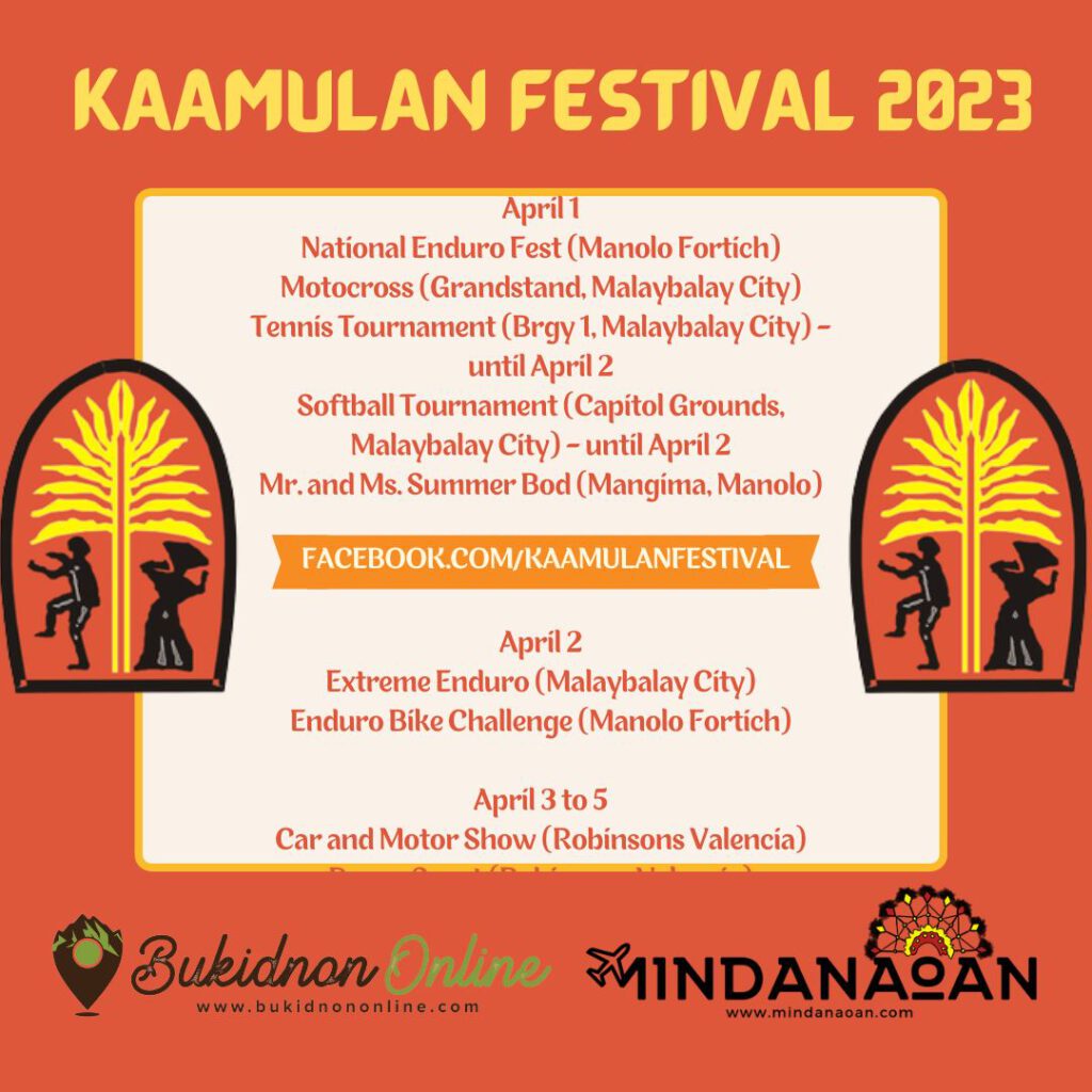 2023 Kaamulan Festival Official Schedule