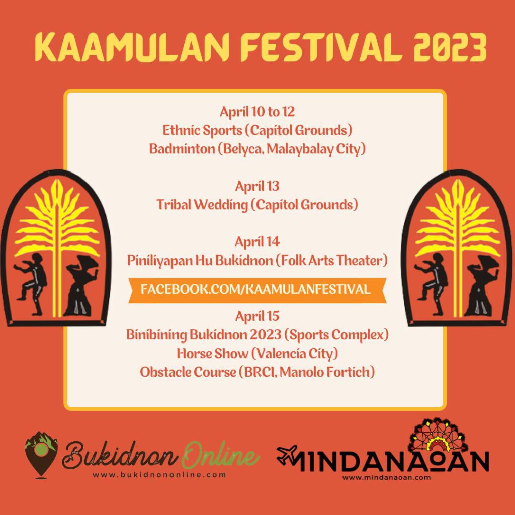Official Schedule of Kaamulan Festival 2023